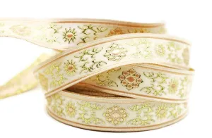 16 mm metallic Orange jacquard ribbons (0.62 inches, native american embroidered trim, woven trim, woven jacquards, woven border, 16806