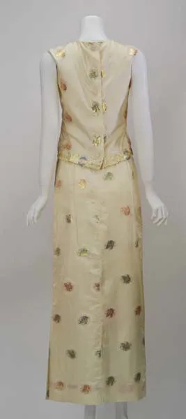 1960s Asian Inspired Silk and Gold Motif Ensemble
