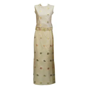 1960s Asian Inspired Silk and Gold Motif Ensemble