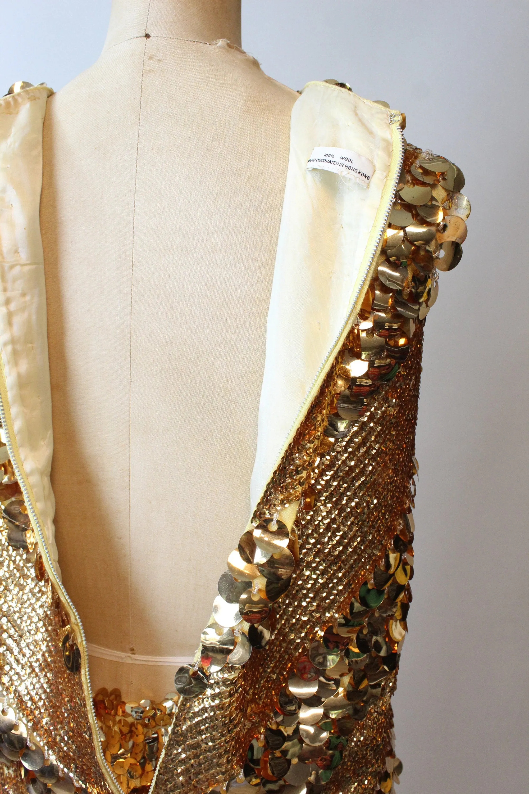 1960s GOLD SEQUIN dress pailettes top skirt set small medium | new fall