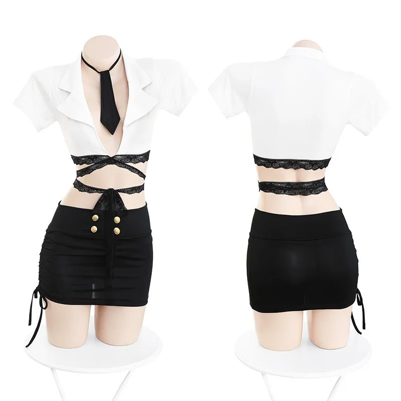 6849 - Lace waist hot secretary sexy uniform seduction suit