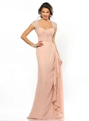 Adagio Bridesmaids Dress 131 Size 16 Long Blush Formal Dress lace cap sleeves