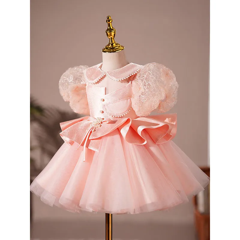 Baby Girl Birthday Party Dress Doll Neck Puff Sleeve Puffy Princess Dress