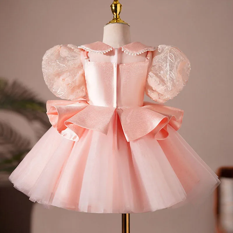 Baby Girl Birthday Party Dress Doll Neck Puff Sleeve Puffy Princess Dress