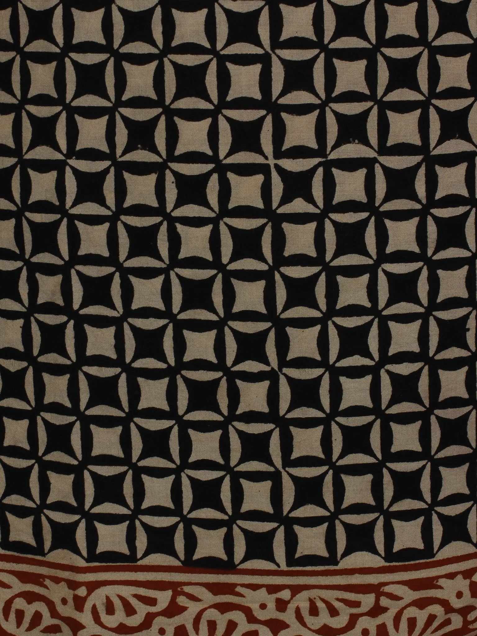 Beige Black Maroon Hand Block Printed Cotton Suit-Salwar Fabric With Chiffon Dupatta - S16281230