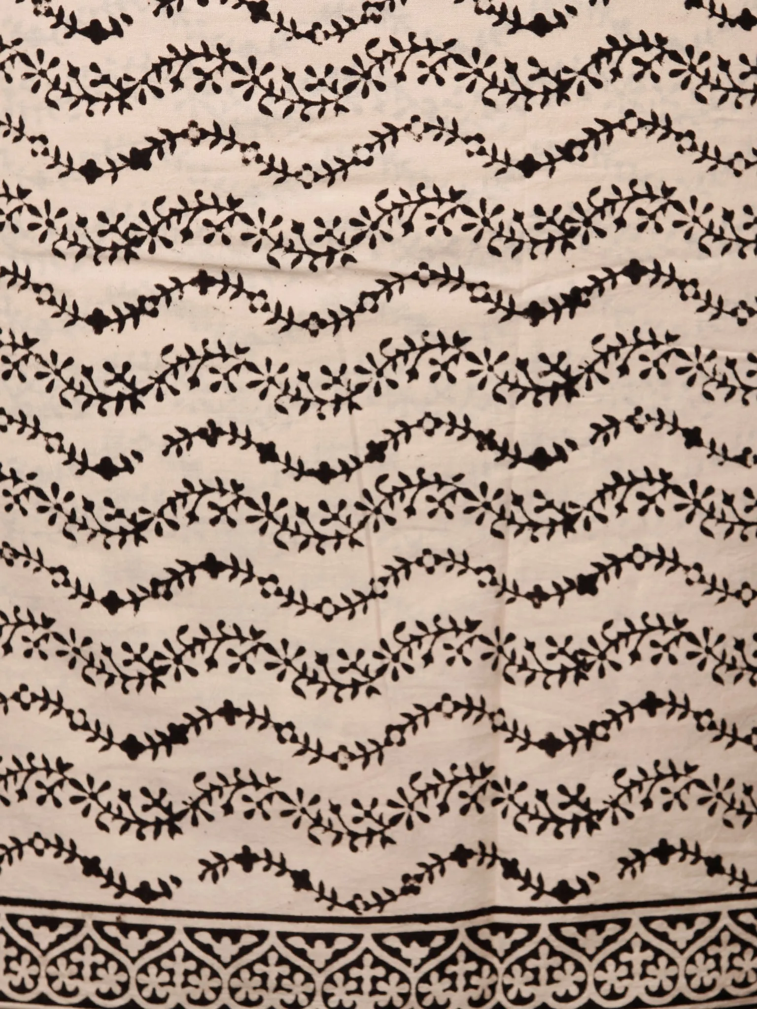 Beige Black Rust Hand Block Printed Cotton Suit-Salwar Fabric With Chiffon Dupatta (Set of 3) - SU01HB403
