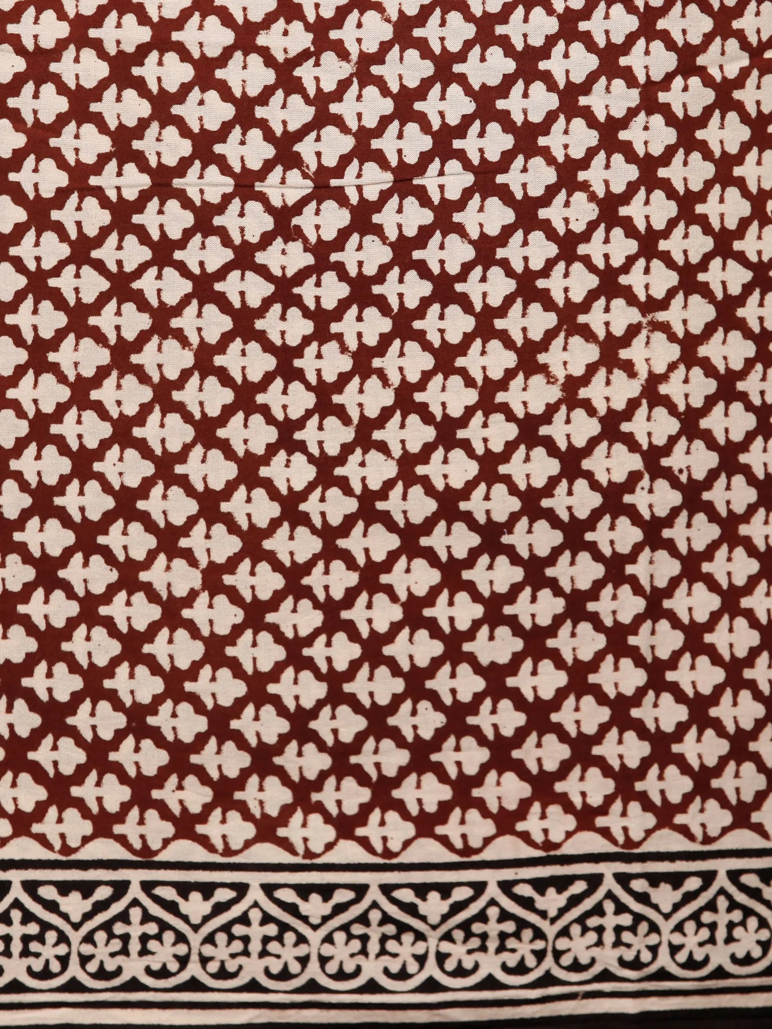 Beige Black Rust Hand Block Printed Cotton Suit-Salwar Fabric With Chiffon Dupatta (Set of 3) - SU01HB403