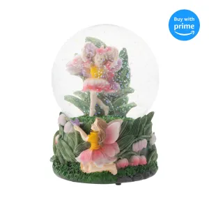 Bell Flower Fairy Friends 100MM Musical Snow Globe Plays Tune You Are My Sunshine