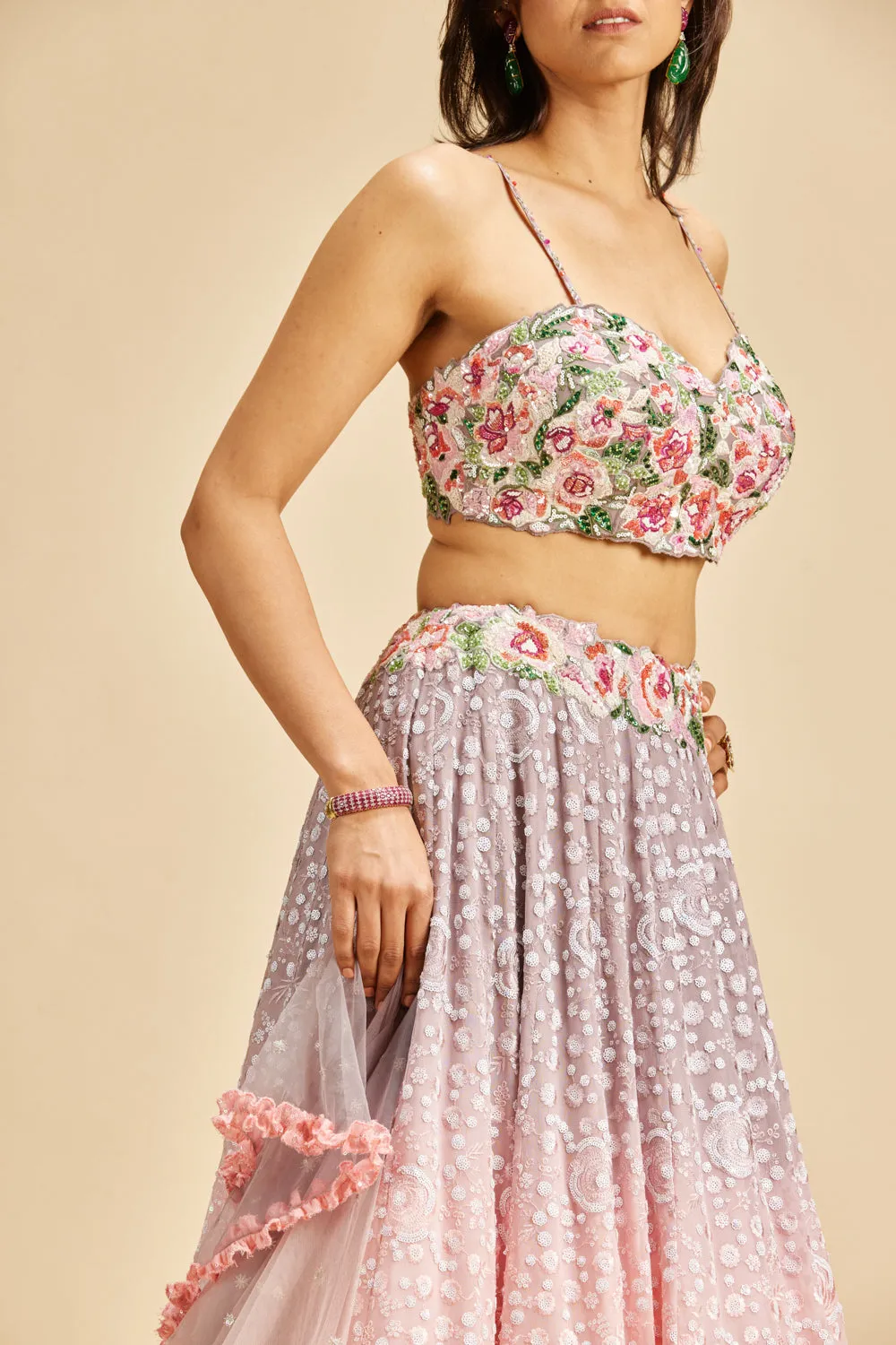 Blush To Lilac Shaded Lehenga Set