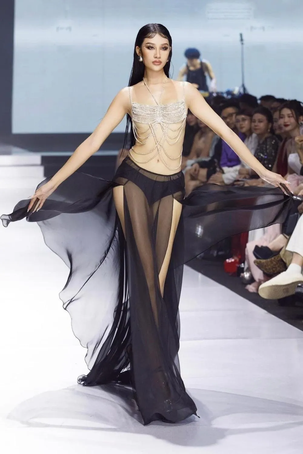 Branson Slit Draped Chiffon Floor Length Skirt