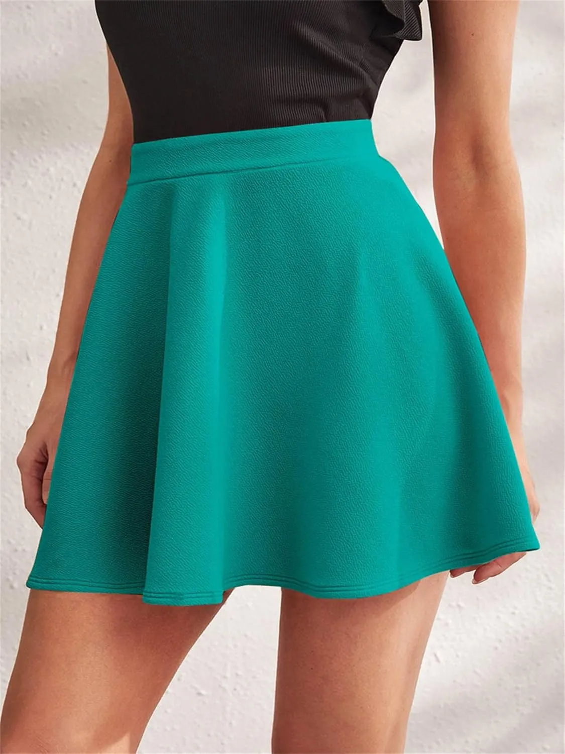 Casual Mini Skirts for Women Summer Elastic High Waisted Skort Lightweight Ruffle Hem Flared Skater Short Skirt 2025