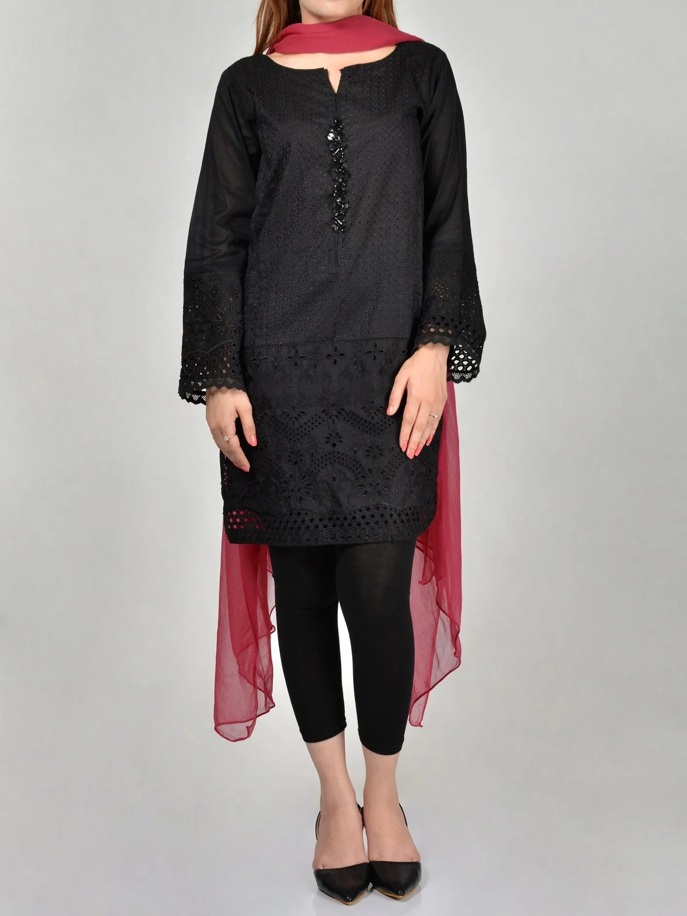 Chiffon Dupatta-Ruby Red