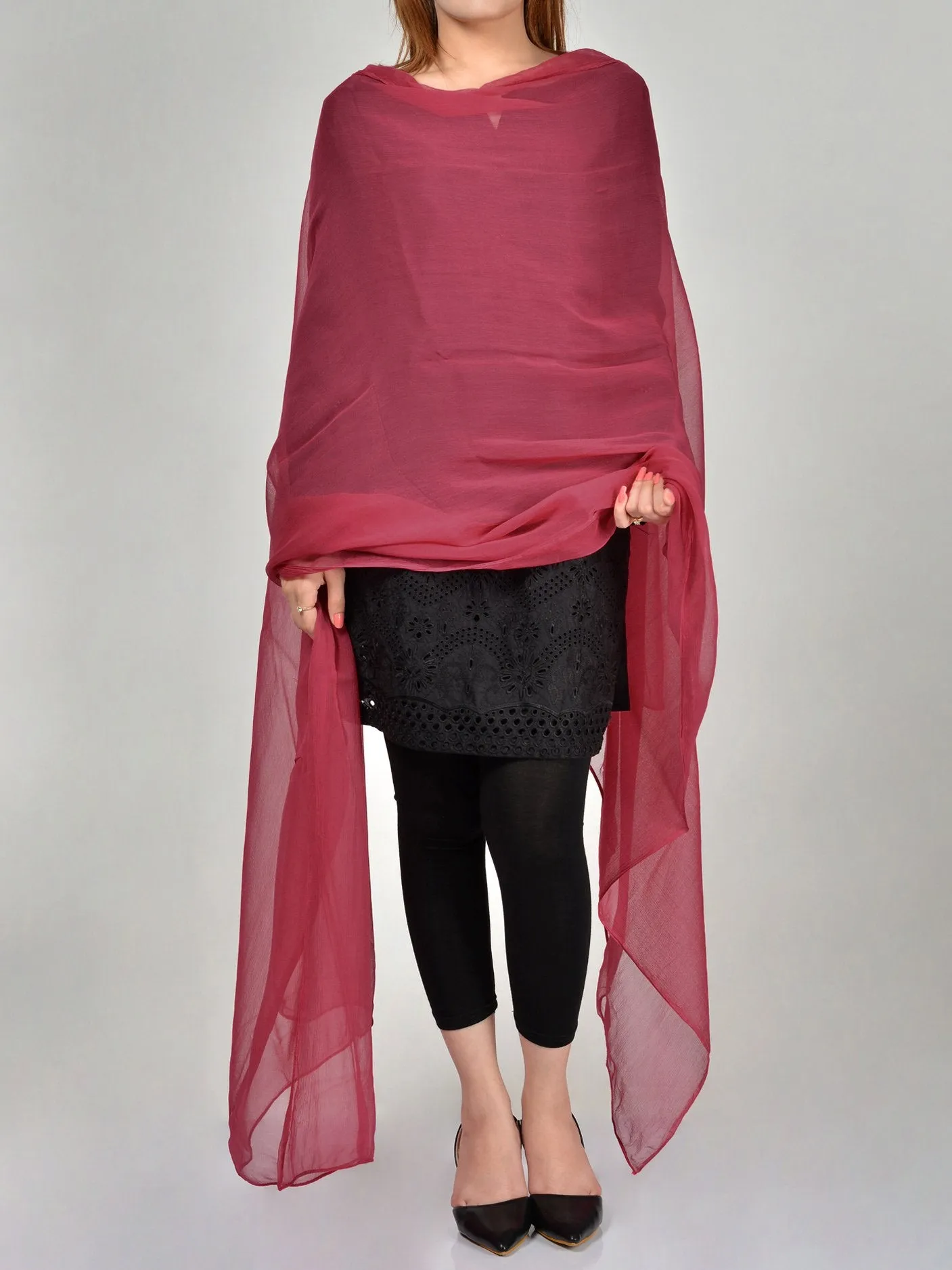 Chiffon Dupatta-Ruby Red