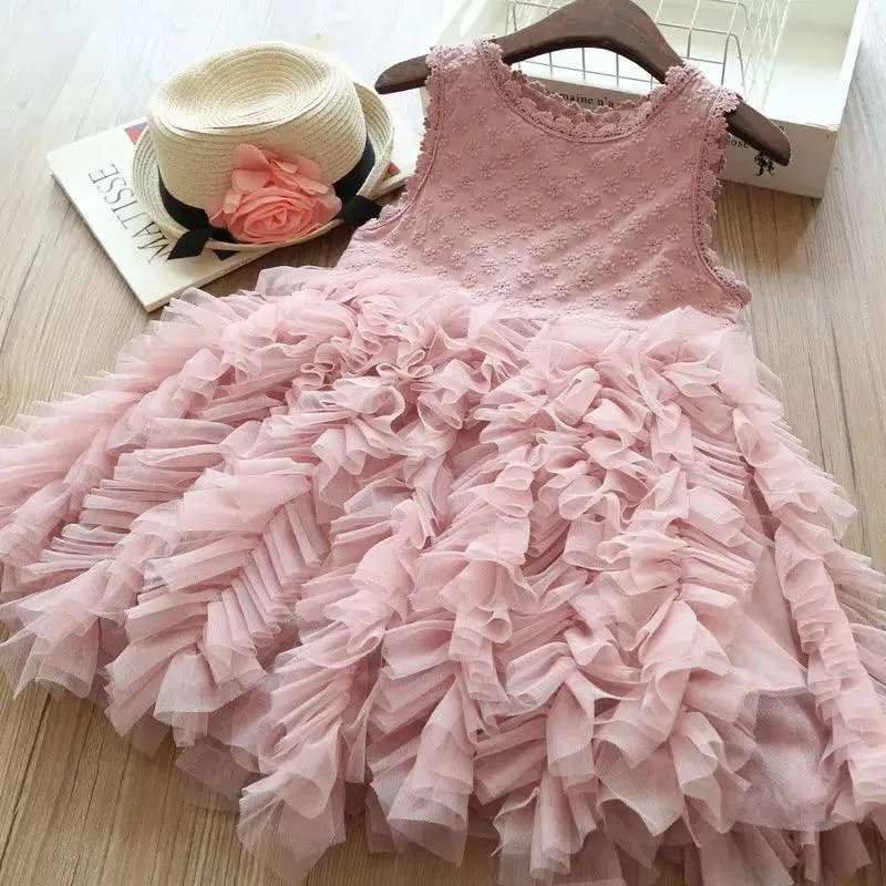 Children's Sleeveless Summer Dress with Tutu Skirt