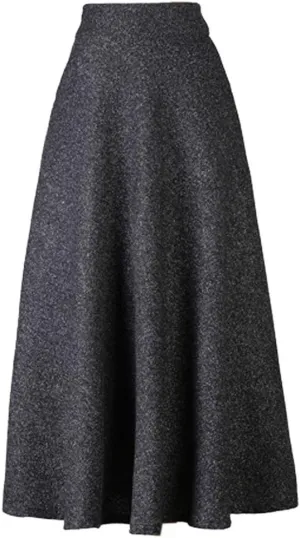Choies Women's High Waist A-line Flared Long Skirt Winter Fall Midi Skirt