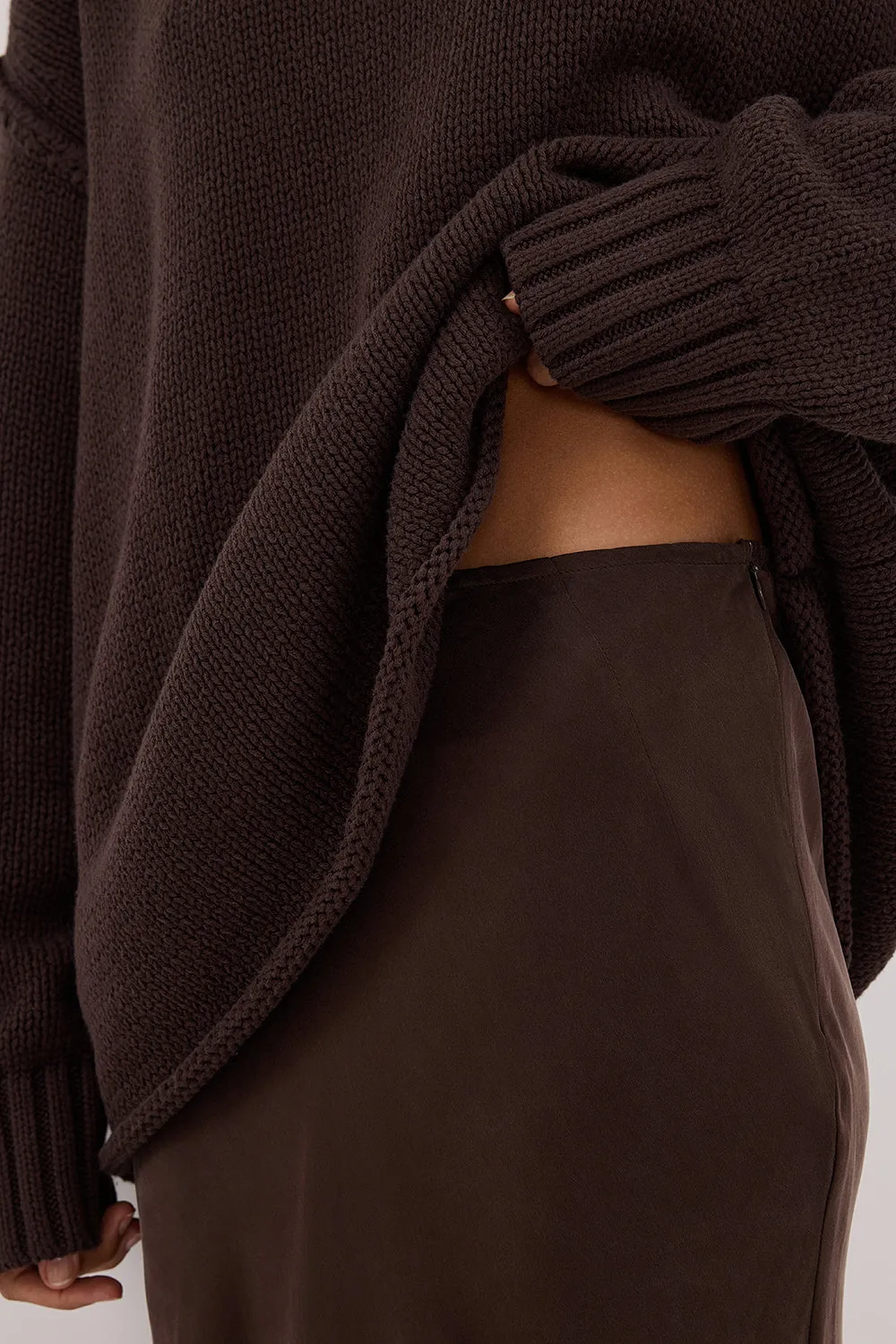 COLETTE BITTER CHOC SILK SKIRT