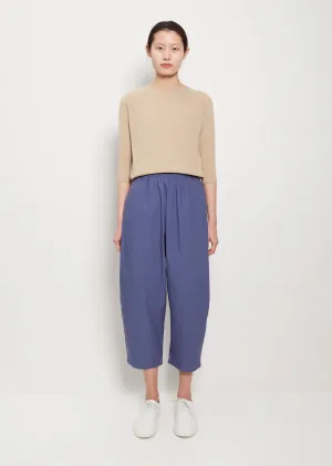 Cropped Cotton Balloon Trousers — Sugar Blue