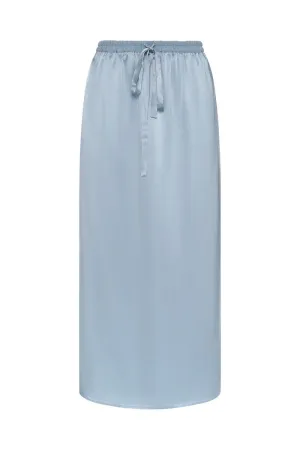 CRYSTAL BLUE BRIDE-TO-BE SILK STRAIGHT LONG SKIRT
