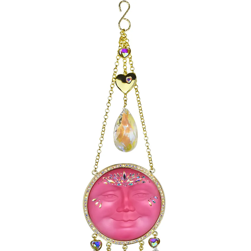 Crystal Wonder Grand Dutchess Seaview Moon 88mm Wind Chime (Goldtone/Misty Rose)