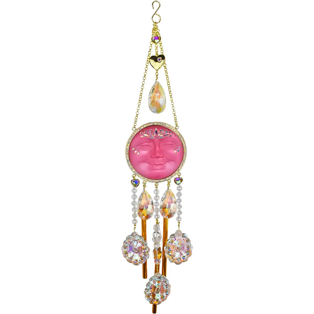 Crystal Wonder Grand Dutchess Seaview Moon 88mm Wind Chime (Goldtone/Misty Rose)