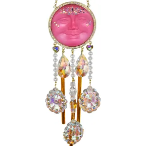 Crystal Wonder Grand Dutchess Seaview Moon 88mm Wind Chime (Goldtone/Misty Rose)