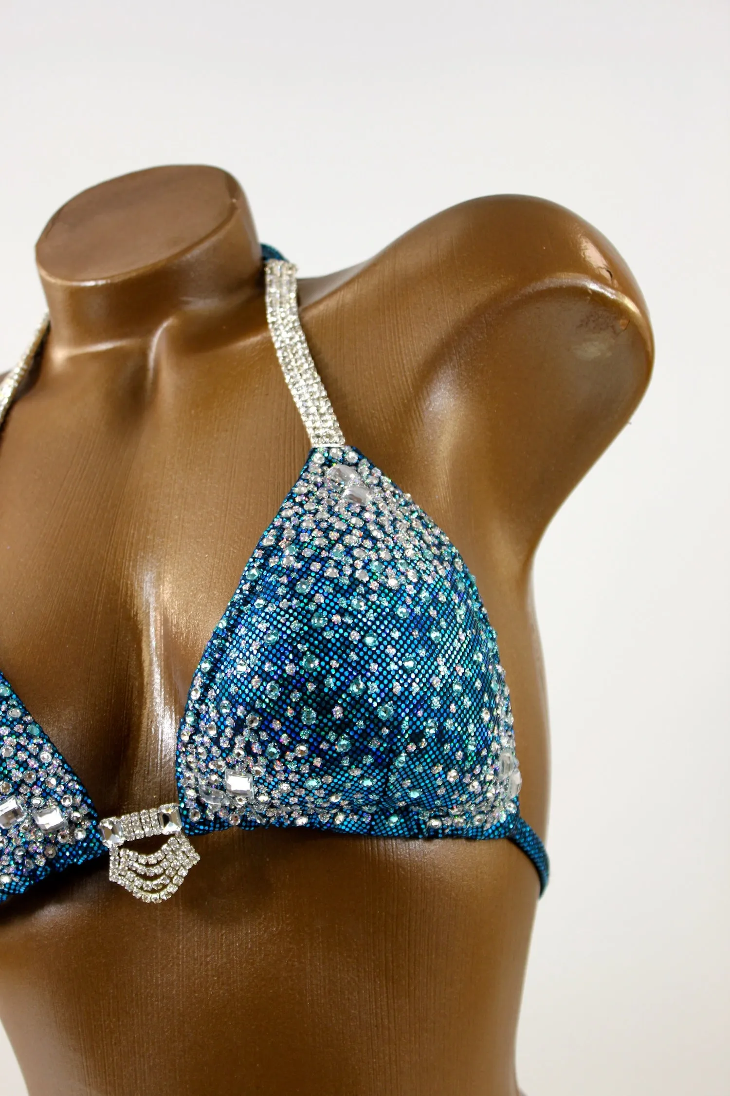 Dark Turquoise Wave Connector Bikini Suit