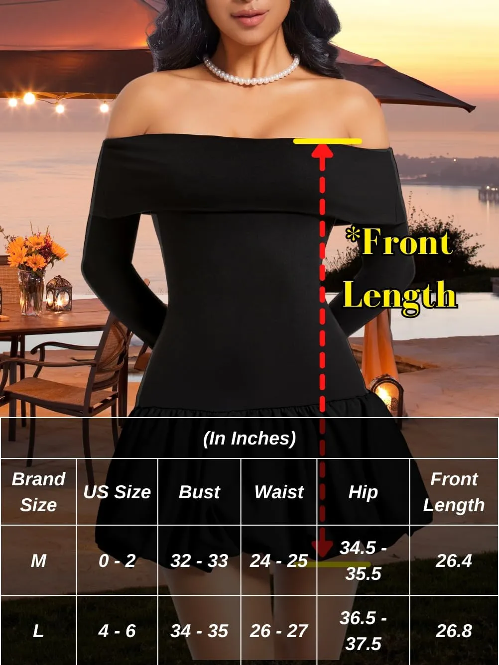 Drop Waist Bubble Dress, Off Shoulder Mini Dresses for Women, Going Out Date Night, Homecoming Party Long Sleeve