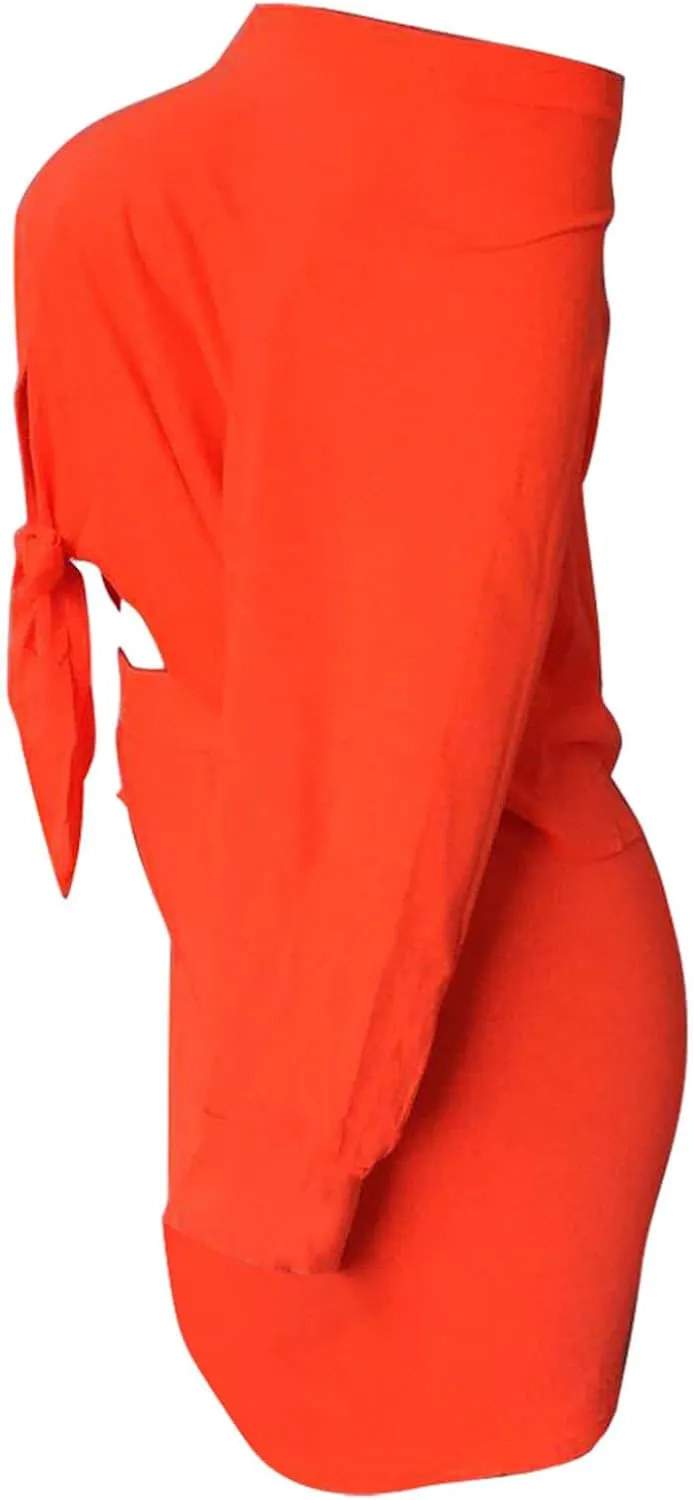 FANDEE 2 Piece Outfits for Women 3/4 Sleeve Off Shoulder Summer Tracksuits Tie up Top Biker Short Sets Clubwear