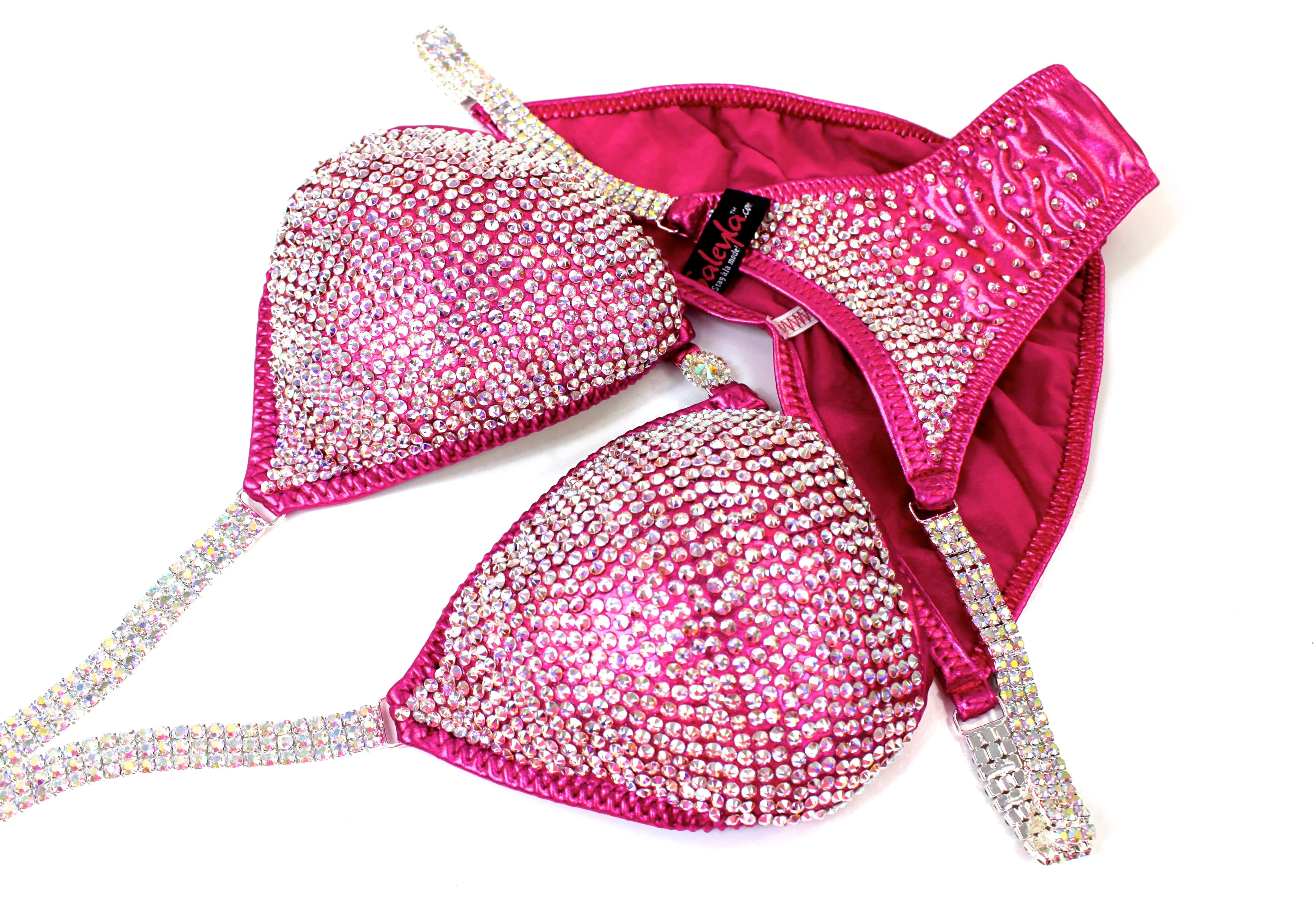 Final Sale Bright Fuchsia Crystal AB Bikini Suit