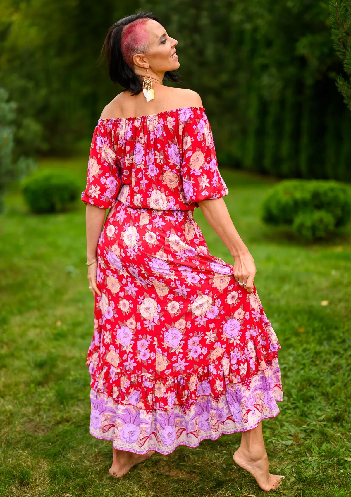 Flaminga Mix Flowers Red Dress