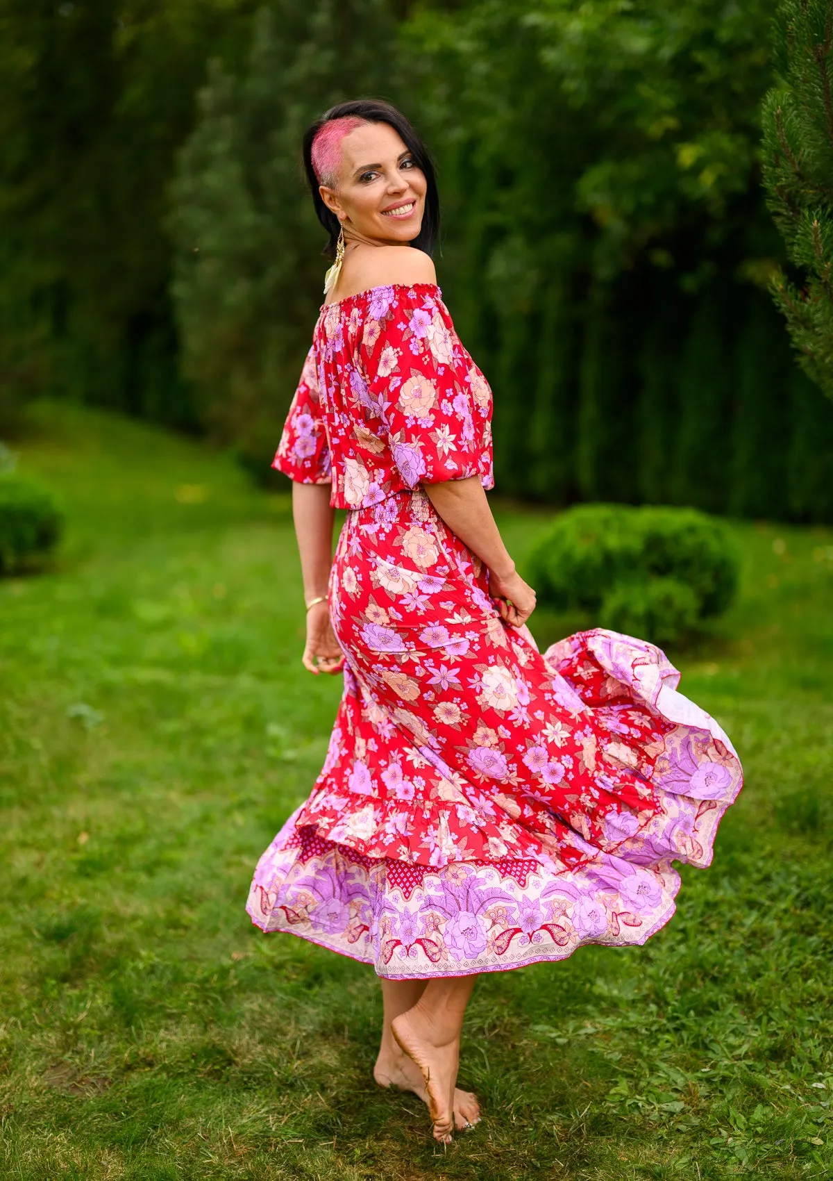 Flaminga Mix Flowers Red Dress