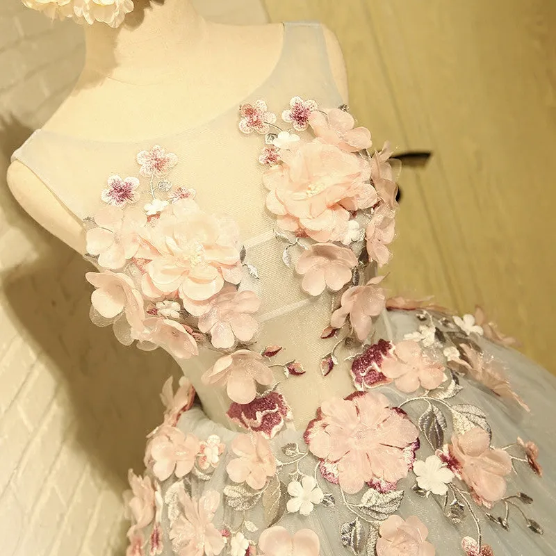 Flower Embroidered A Line Homecoming Dress
