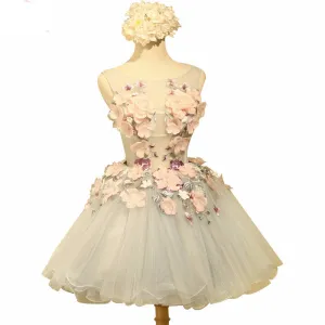 Flower Embroidered A Line Homecoming Dress