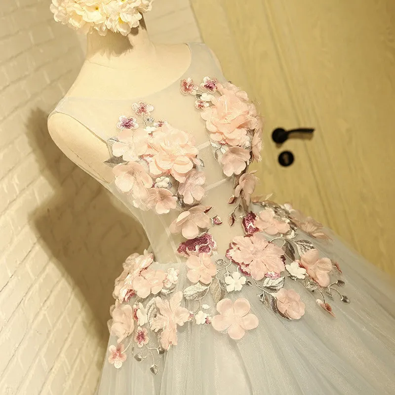 Flower Embroidered A Line Homecoming Dress