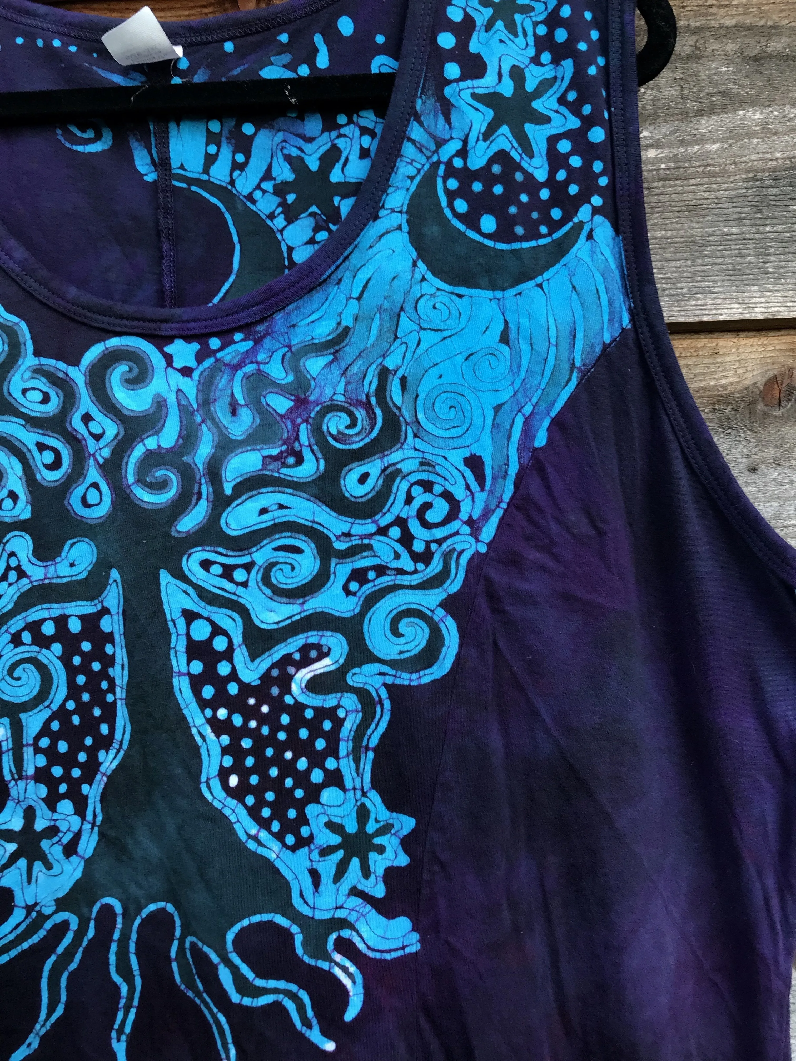 Forest Pansy Purple Boho Batik Dress - Size Large ONLY