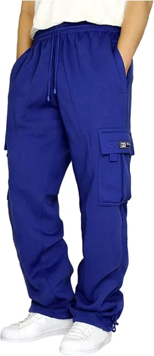 GOFULY Men Cargo Pants Fleece Elastic Waist Drawstring Pants Fashion Sweatpants with Pockets Workout Joggers Trouser