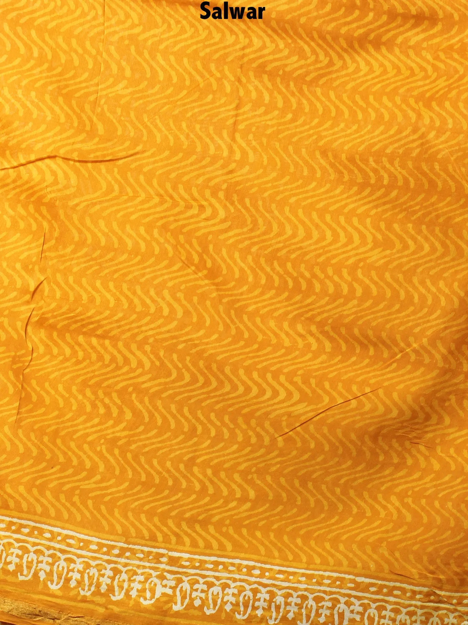 GoldenRod Yellow Hand Block Printed Chanderi Kurta-Salwar Fabric With Chanderi Dupatta - S1628067