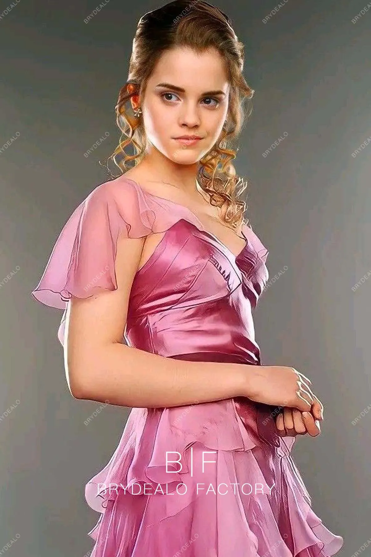 Hermione Granger Yule Ball Pink Ruffled A-line Party Dress Harry Potter