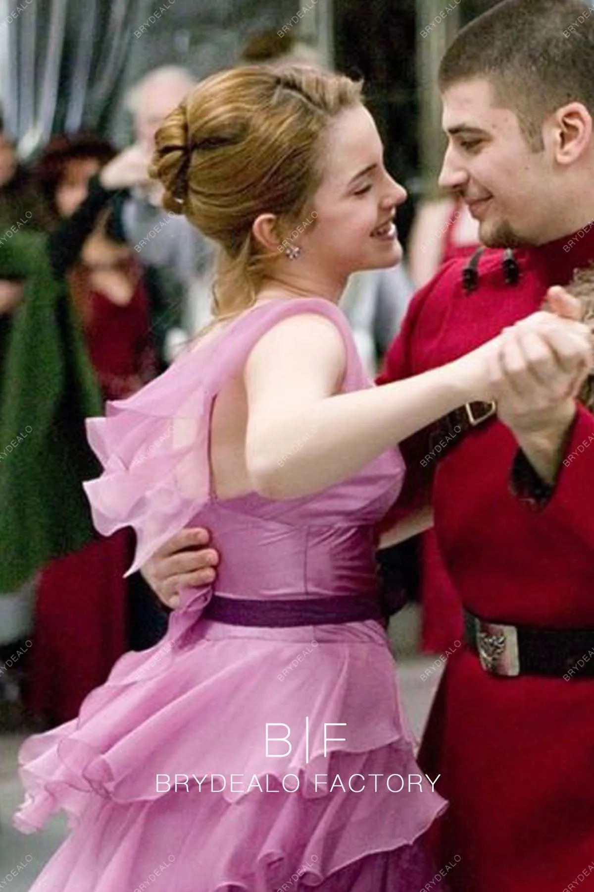 Hermione Granger Yule Ball Pink Ruffled A-line Party Dress Harry Potter