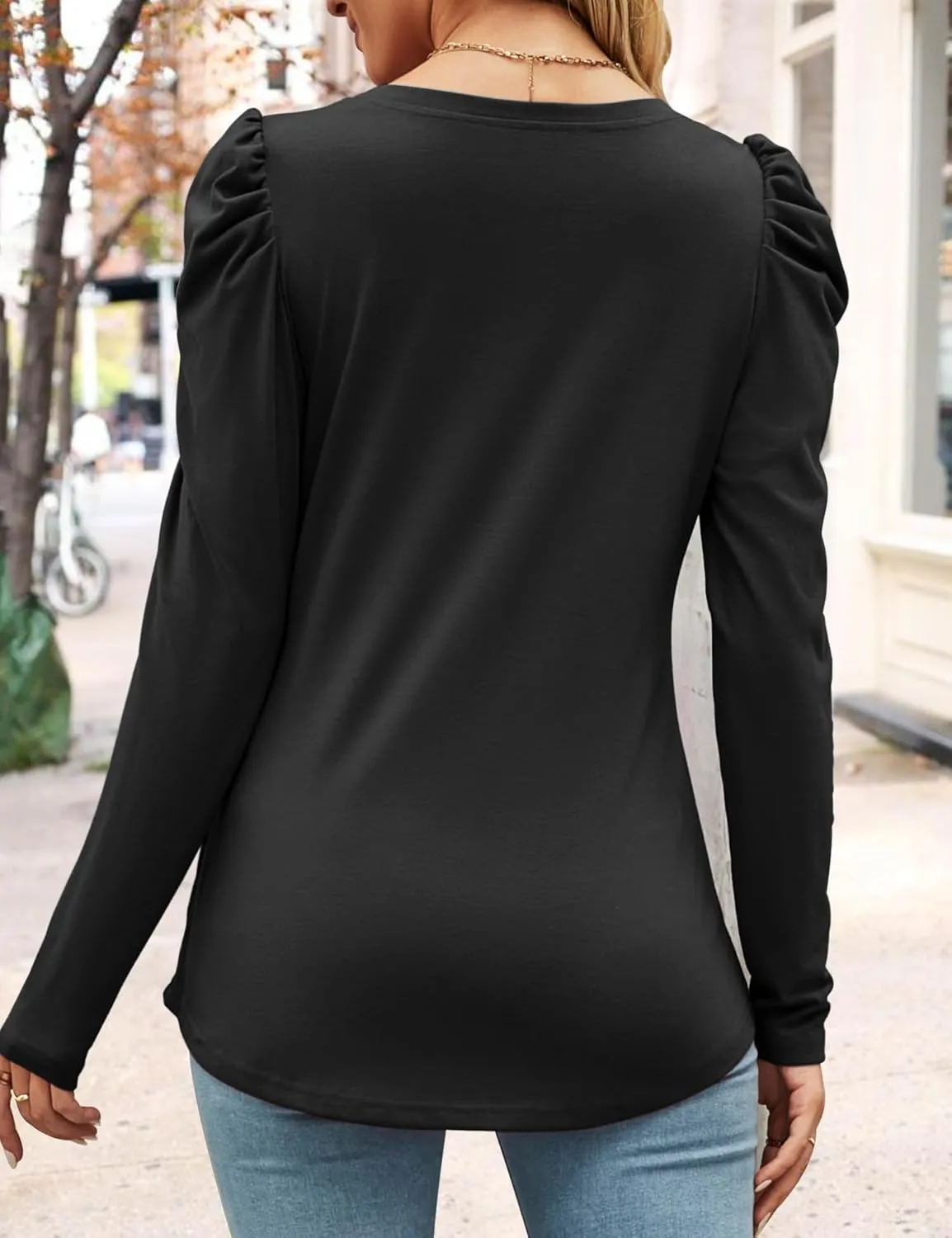 Ivicoer Women's Puff Sleeve Crew Neck Tunic Tops Casual Cute Loose Fit T Shirts Soft Work Floral Print Blouses S-XXL