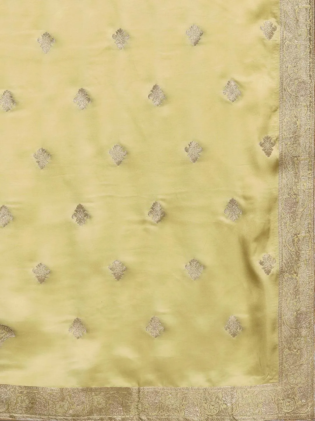 Jashvi Art Green Woven Design Silk Straight Suit With Dupatta