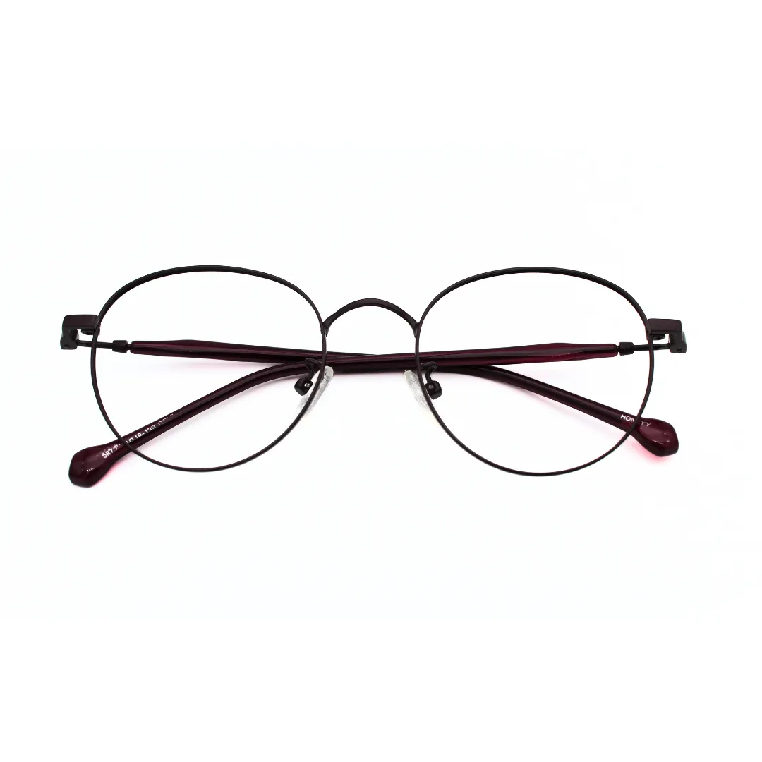 Jubleelens Metal Round Frame 5873 Matt Maroon Eye Glass - Protect Your Eyes in Style with These Round Frames