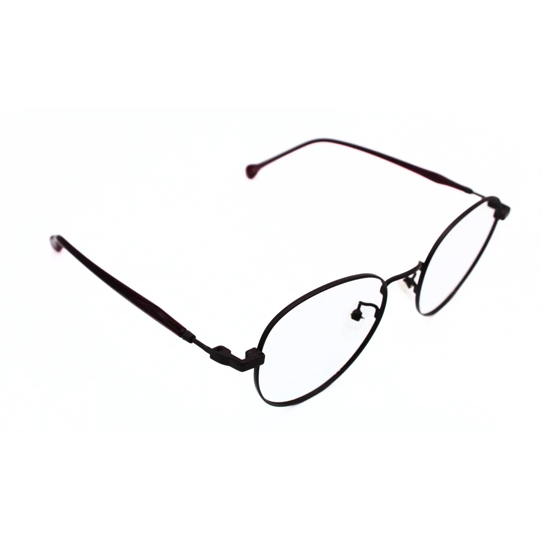 Jubleelens Metal Round Frame 5873 Matt Maroon Eye Glass - Protect Your Eyes in Style with These Round Frames