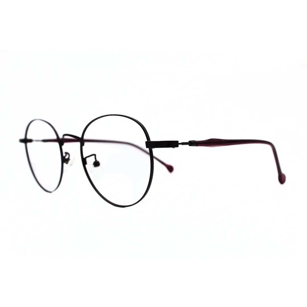 Jubleelens Metal Round Frame 5873 Matt Maroon Eye Glass - Protect Your Eyes in Style with These Round Frames