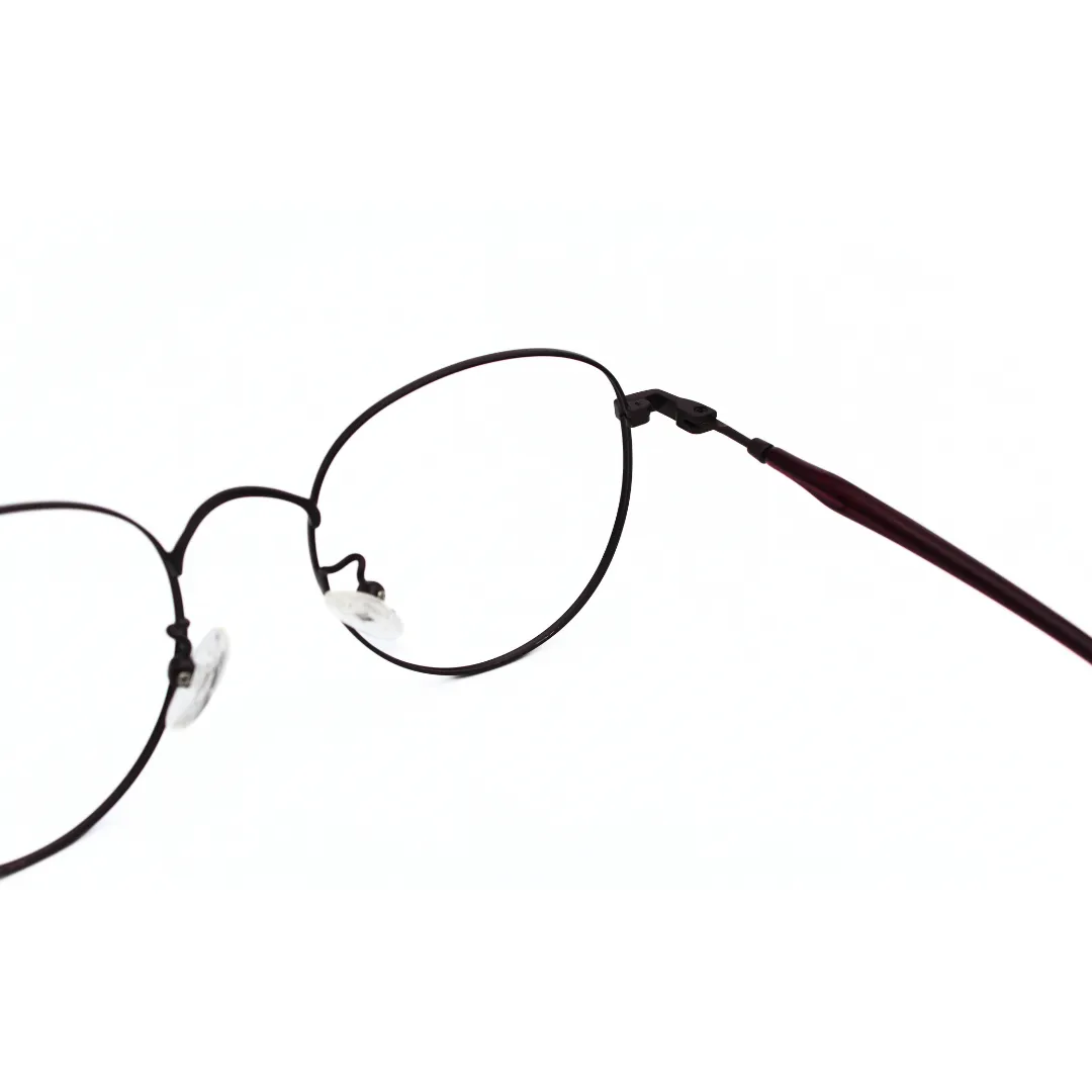 Jubleelens Metal Round Frame 5873 Matt Maroon Eye Glass - Protect Your Eyes in Style with These Round Frames