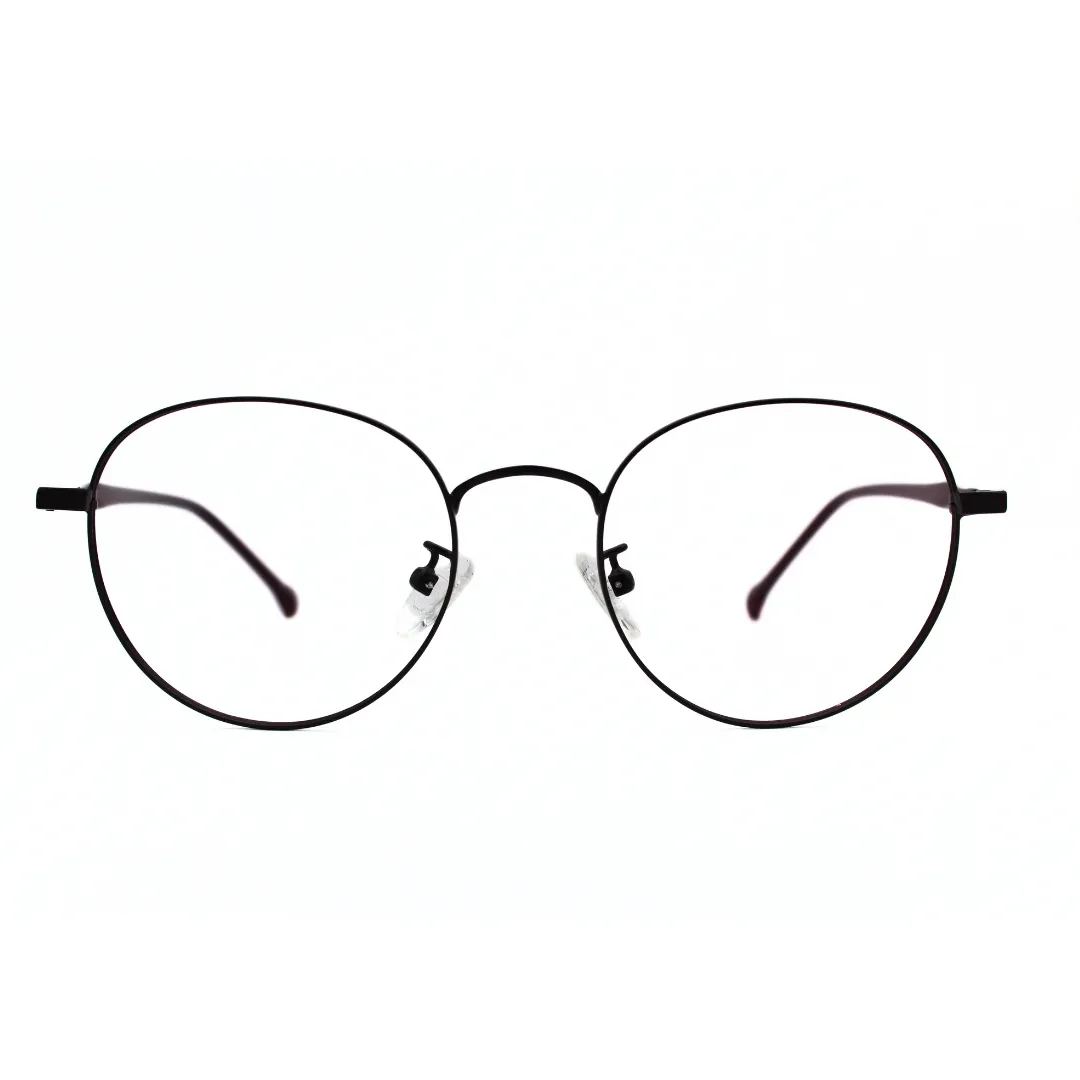Jubleelens Metal Round Frame 5873 Matt Maroon Eye Glass - Protect Your Eyes in Style with These Round Frames