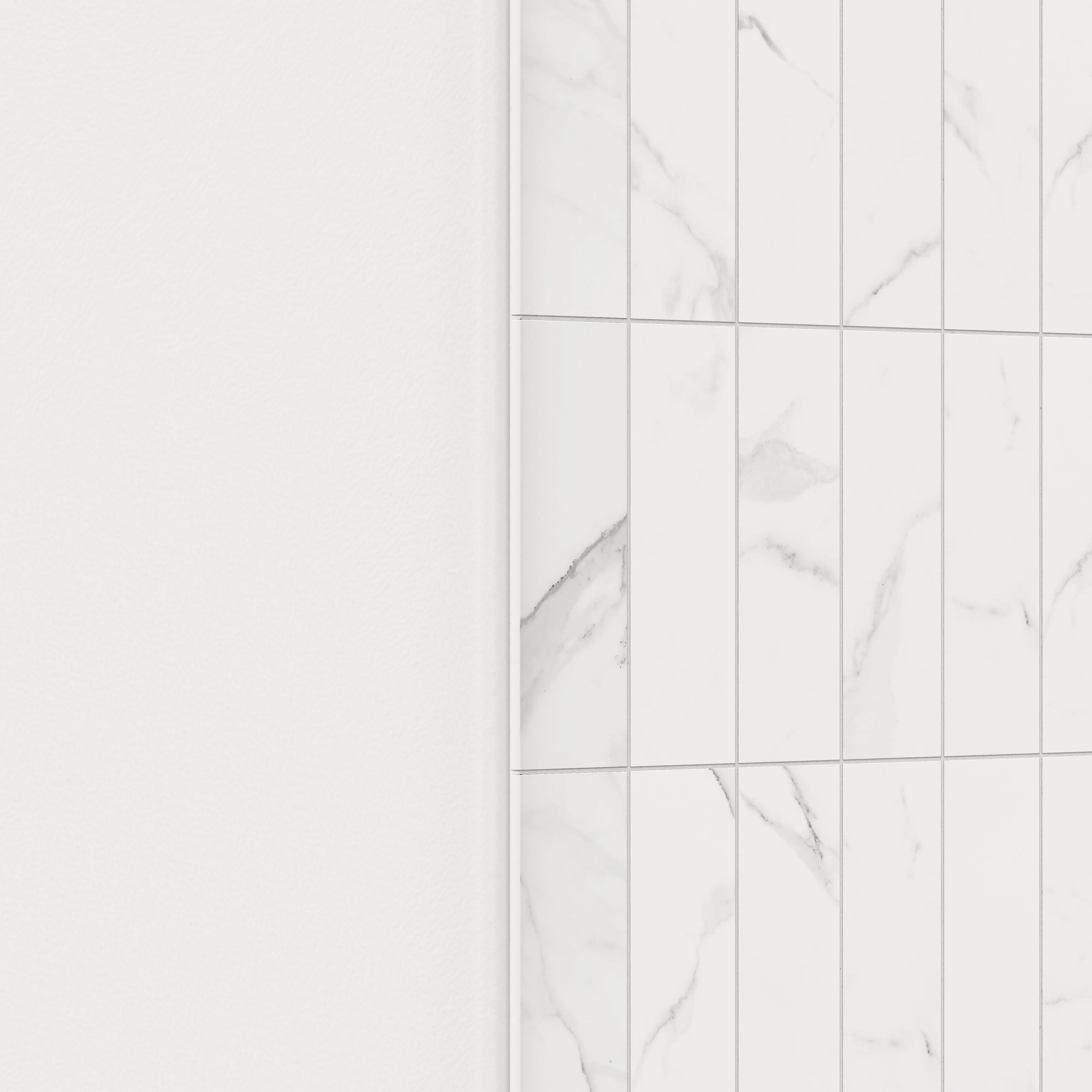 Julianna 4x12 Glossy Ceramic Bullnose Tile in Carrara