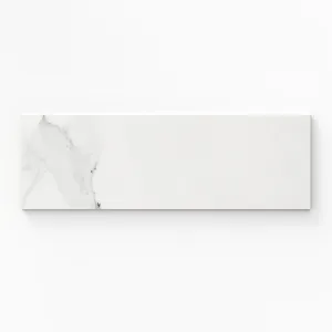 Julianna 4x12 Glossy Ceramic Bullnose Tile in Carrara