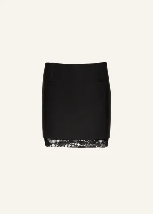 Lace trim mini skirt in black