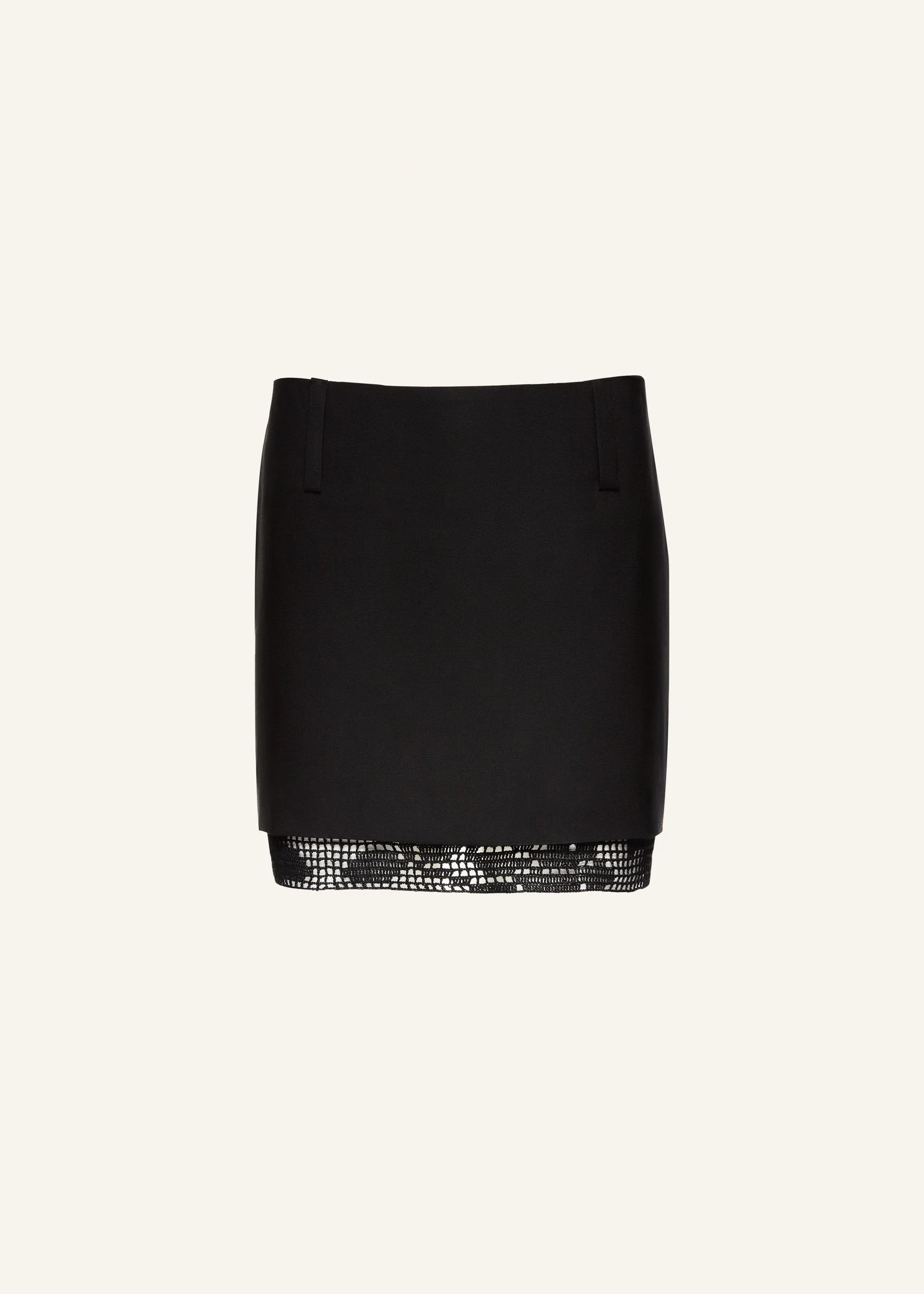 Lace trim mini skirt in black